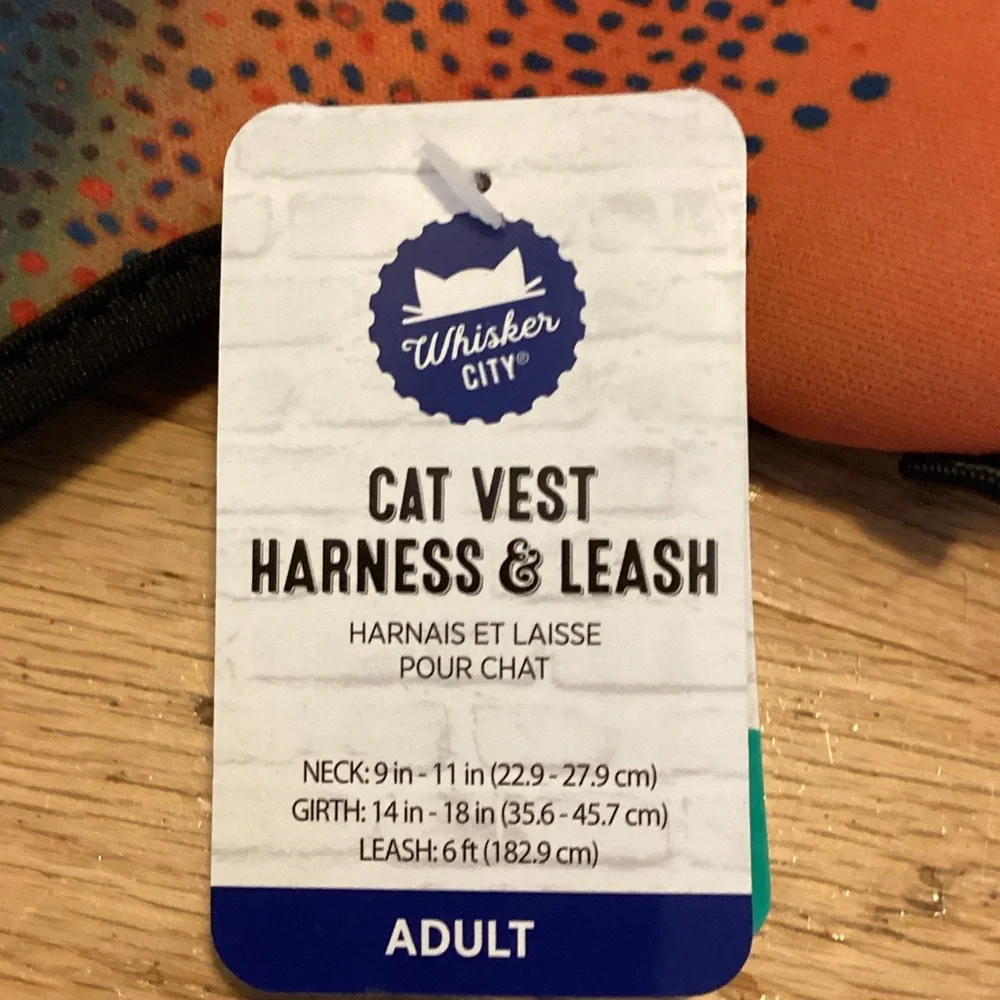 Blueberry Pet Cat Vest Harness & Leash - Orange and Blue